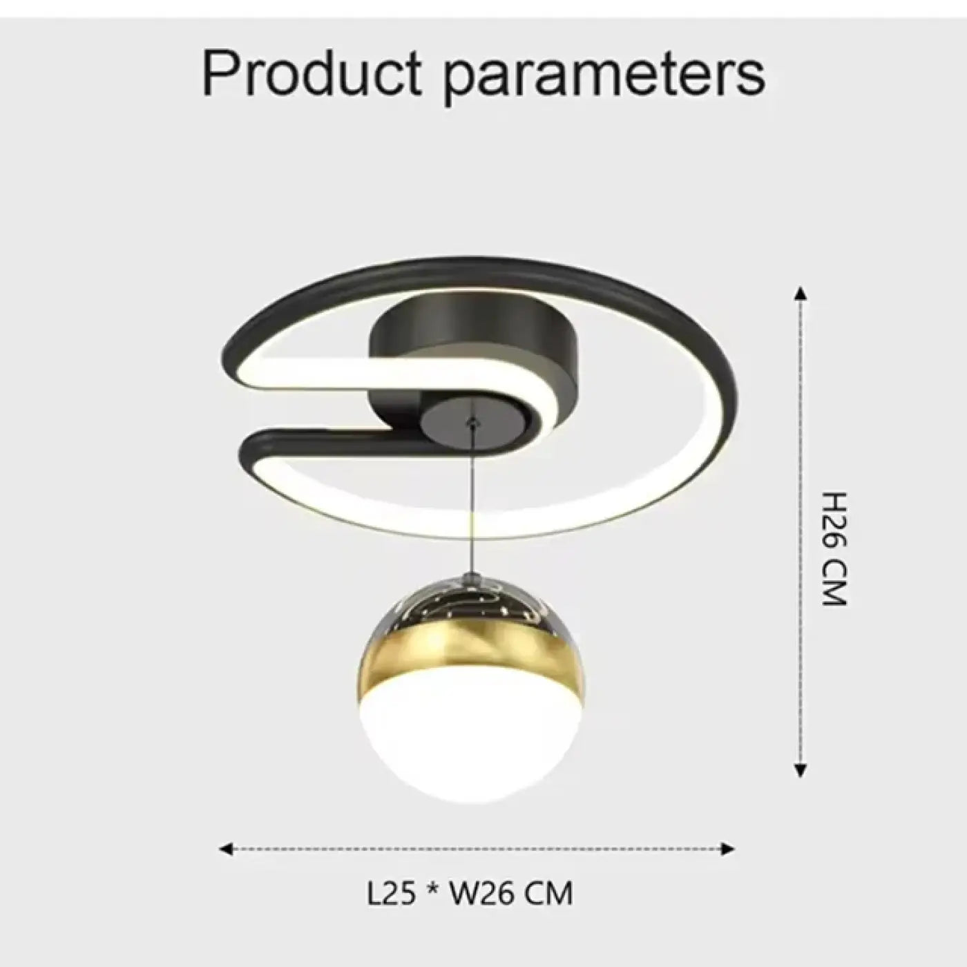 LED black and gold modern statement ceiling light | PAKESE