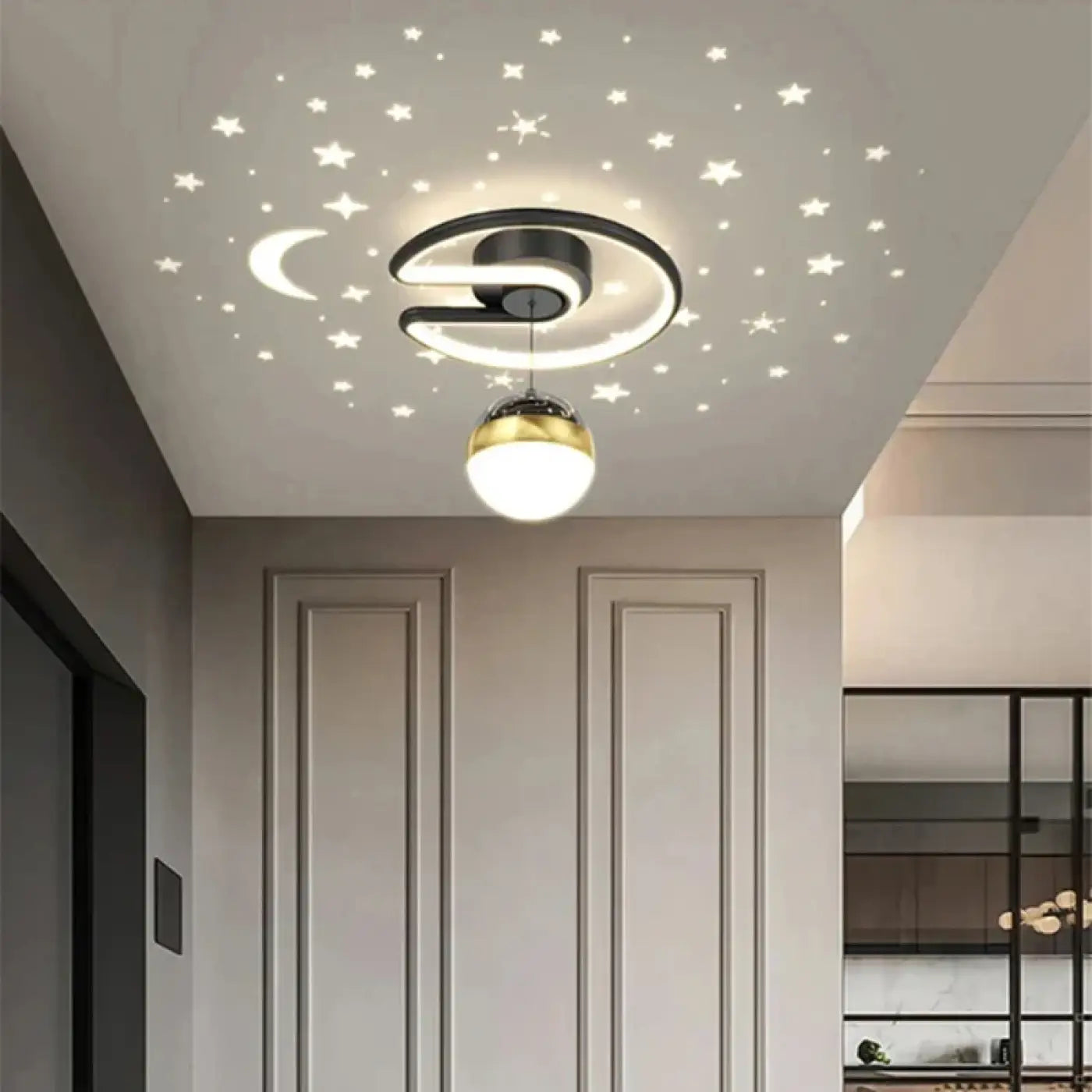 LED black and gold modern statement ceiling light | PAKESE