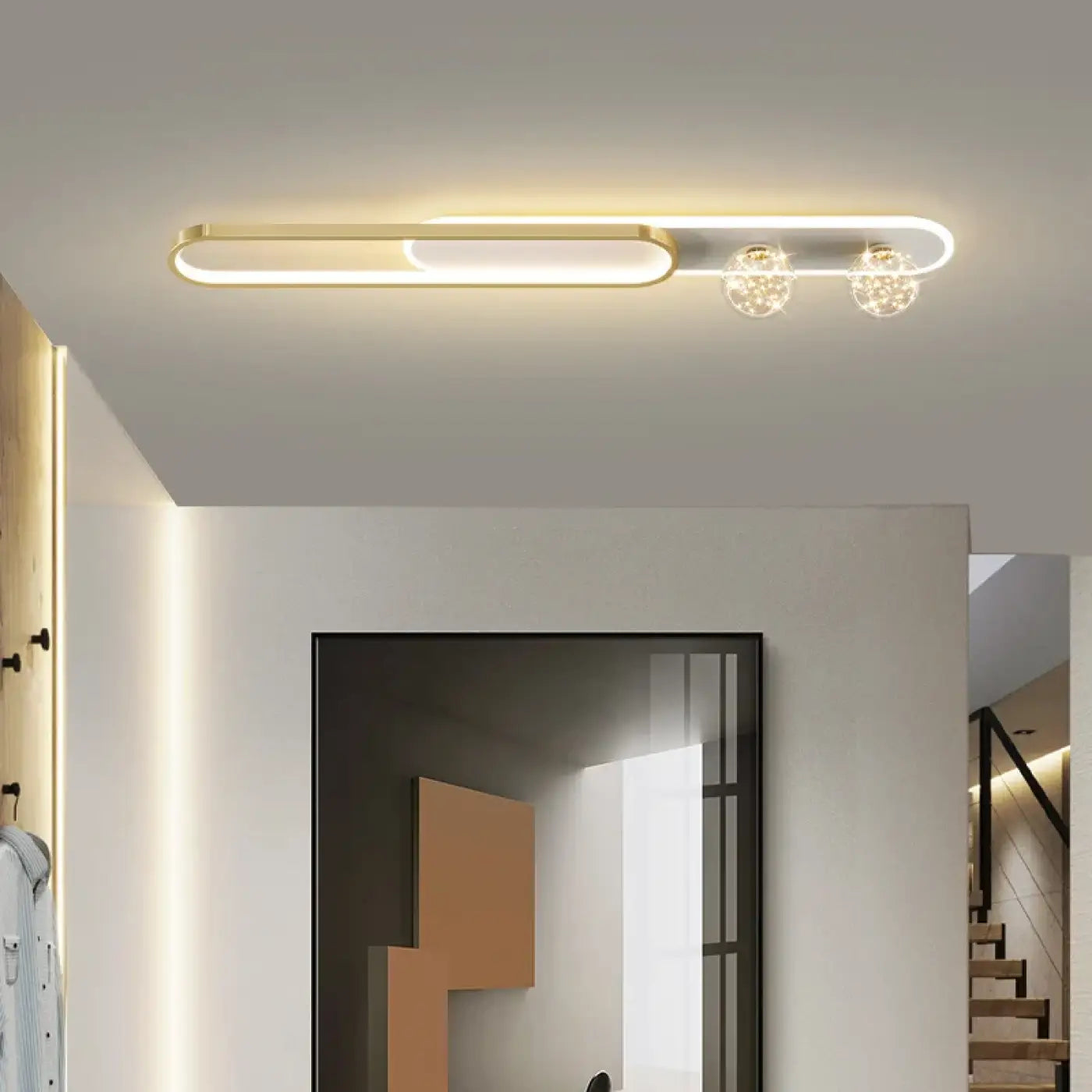 Modern gold and black LED ceiling light | FUPUFI