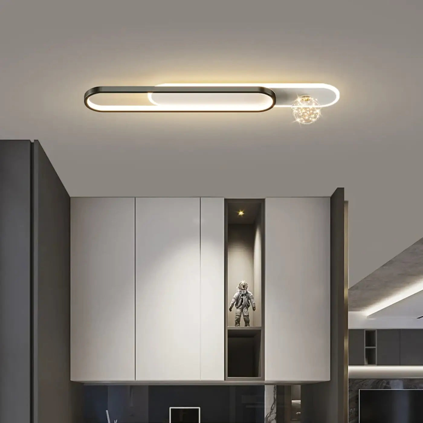 Modern gold and black LED ceiling light | FUPUFI