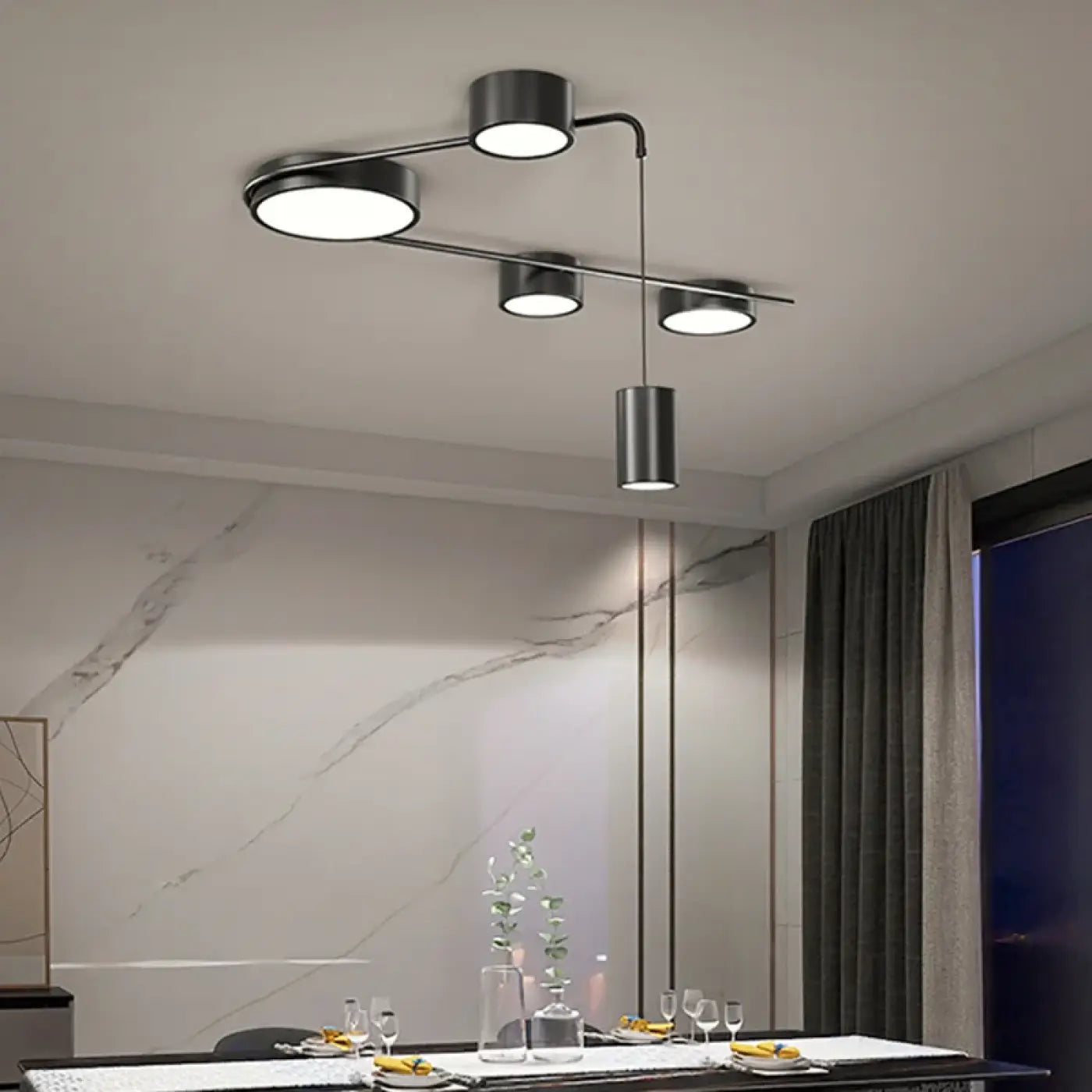 Statement modern black LED ceiling light | KISE