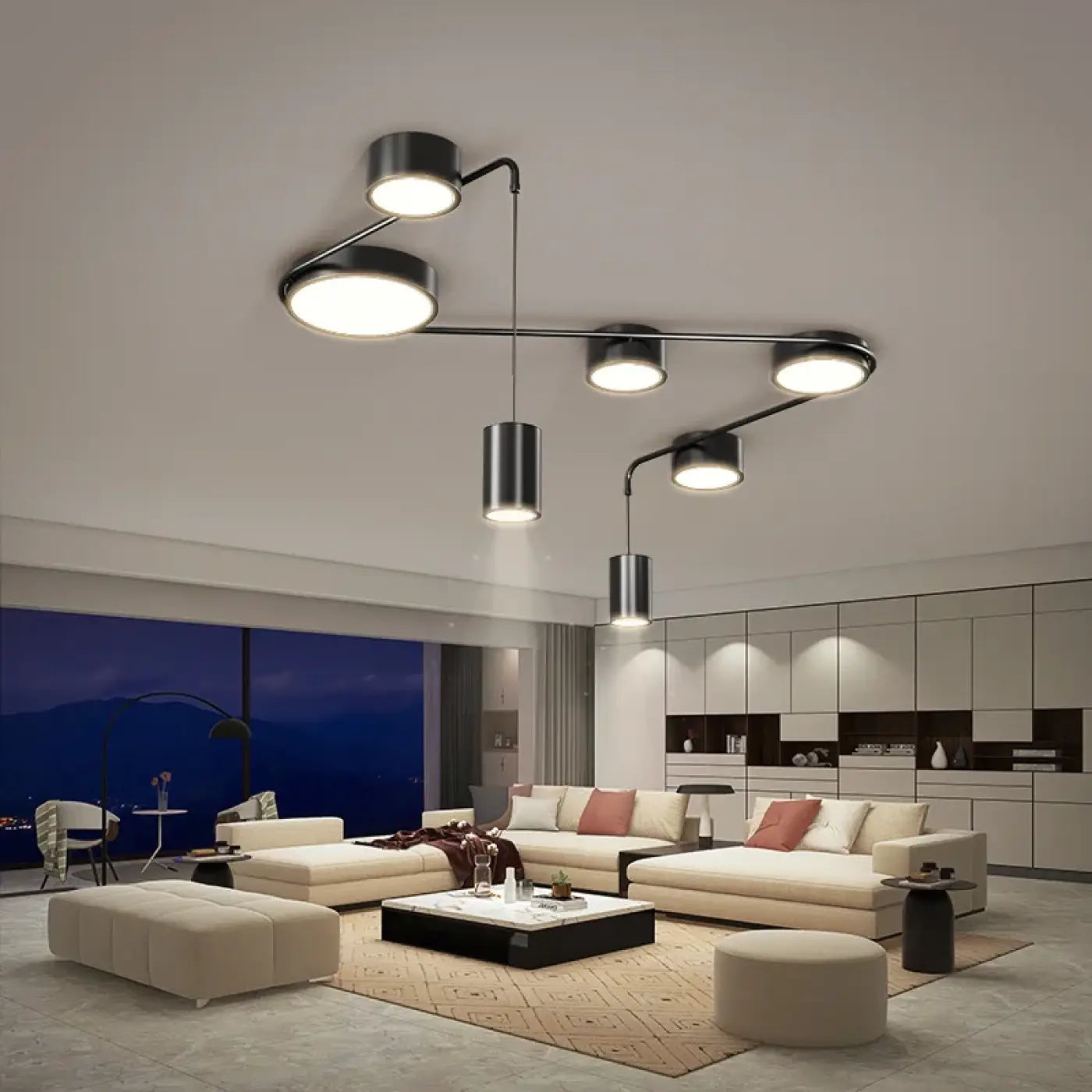 Statement modern black LED ceiling light | KISE