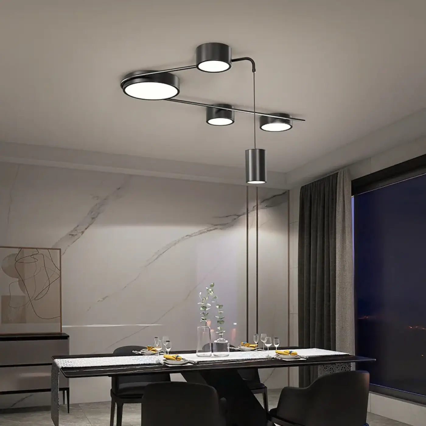 Statement modern black LED ceiling light | KISE