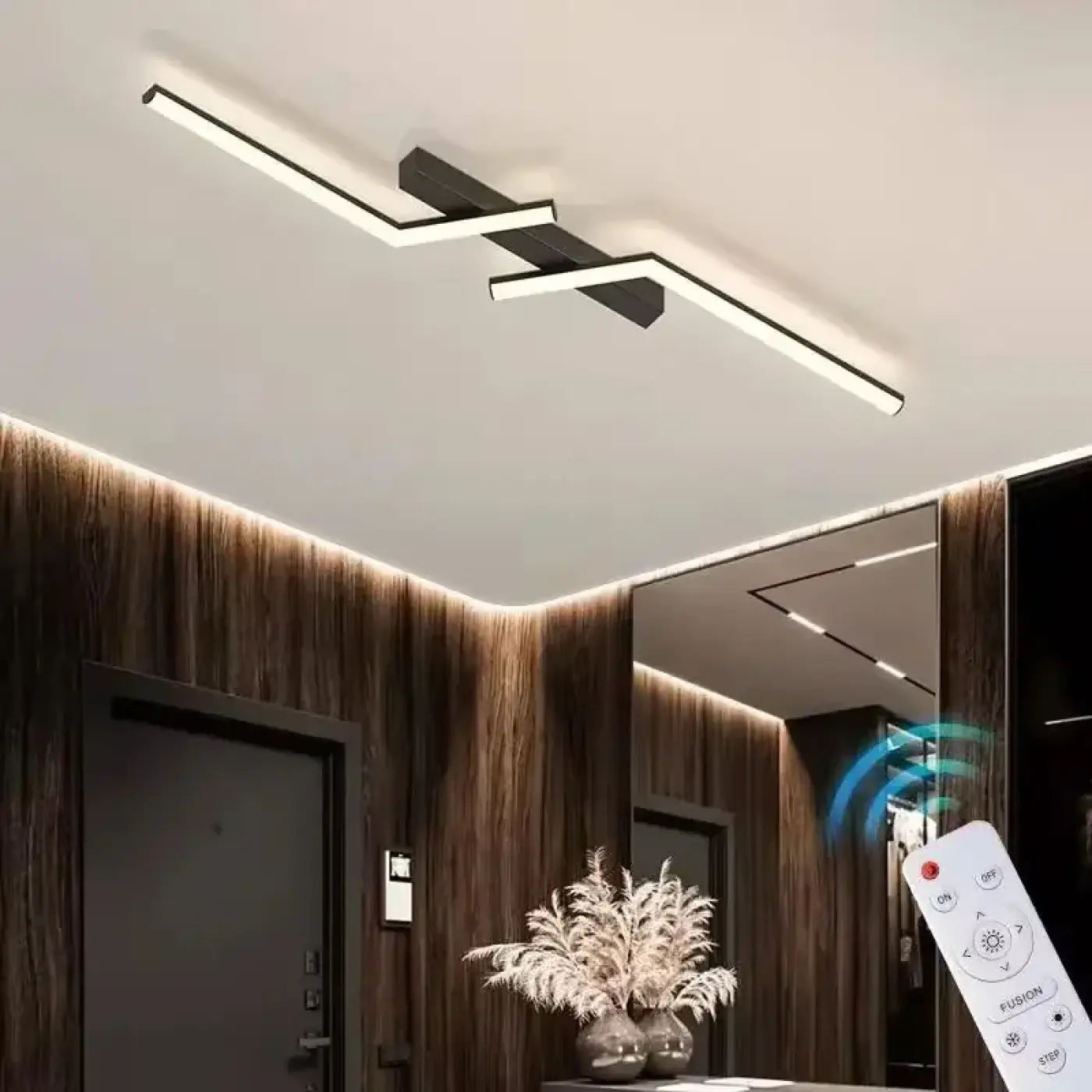 Linear gold or black LED ceiling light for living room | TIFO