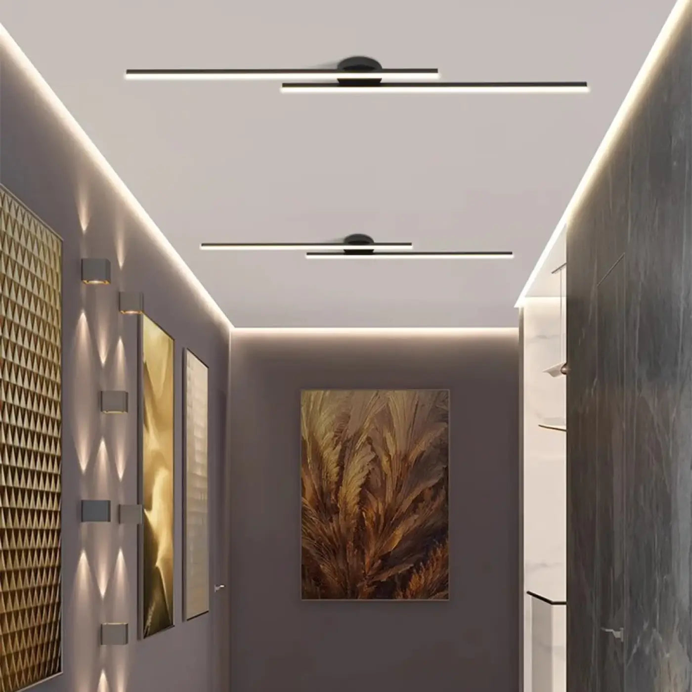 Linear black adjustable LED ceiling light | PIKON
