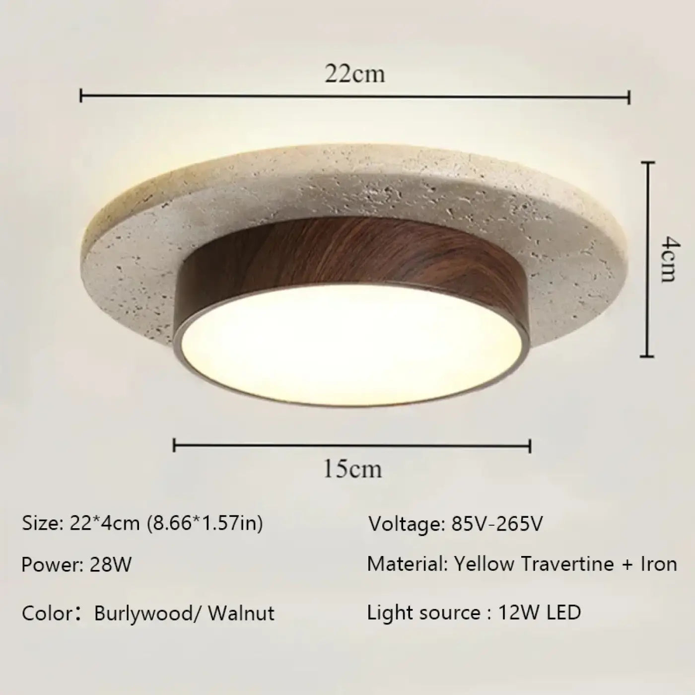 Art deco stone and metal LED ceiling light | HISO