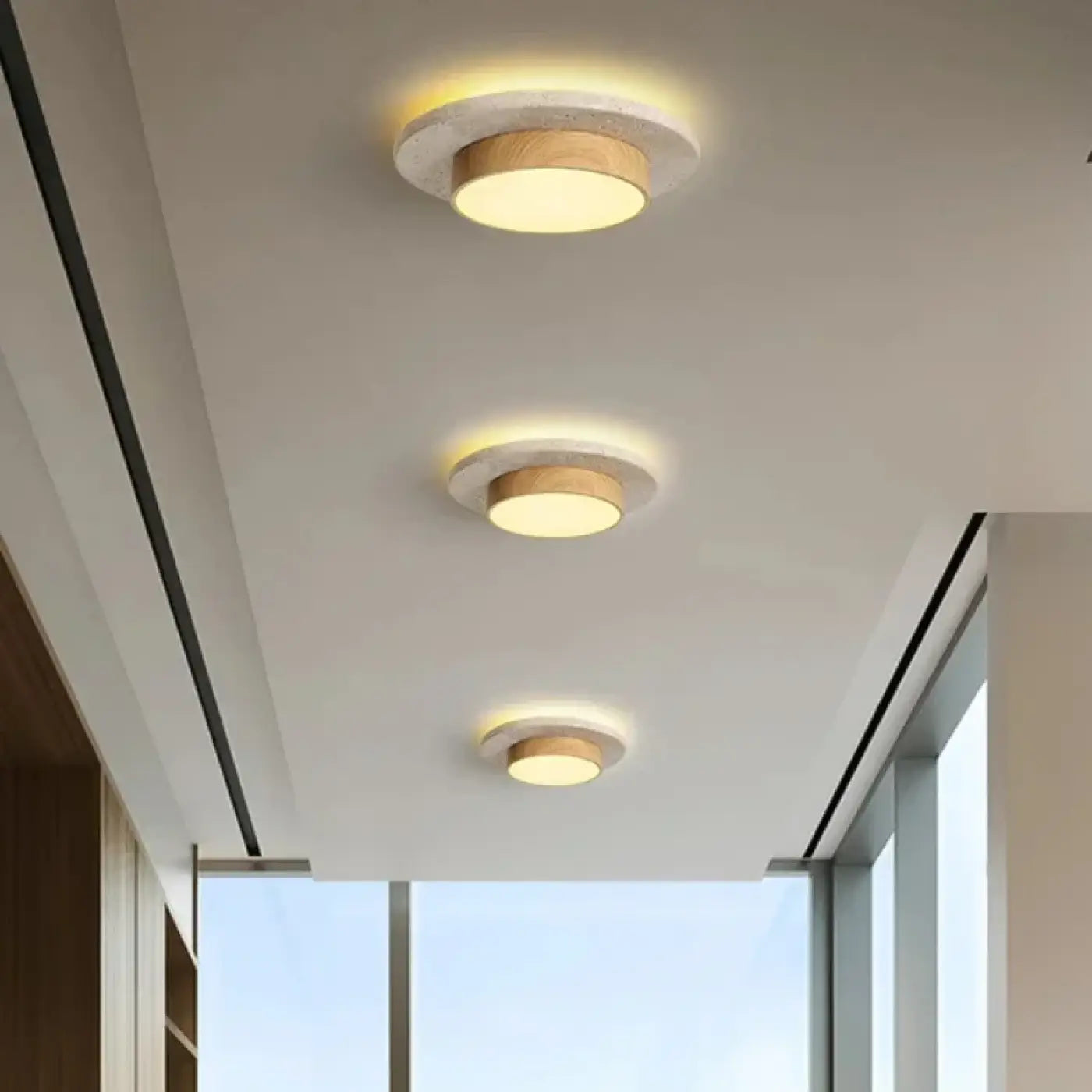 Art deco stone and metal LED ceiling light | HISO