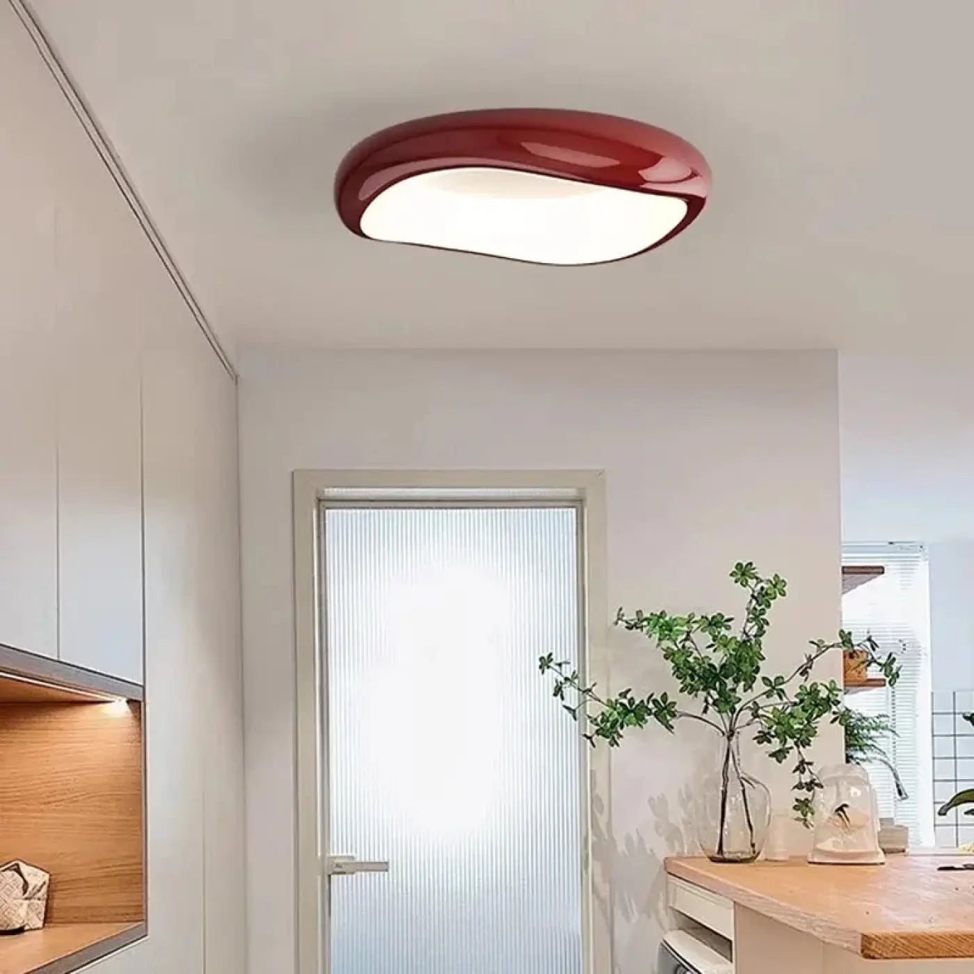 Round white LED ceiling light for modern hallway | RERAHI