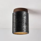 Modern black wood and stone ceiling light | HEZUS