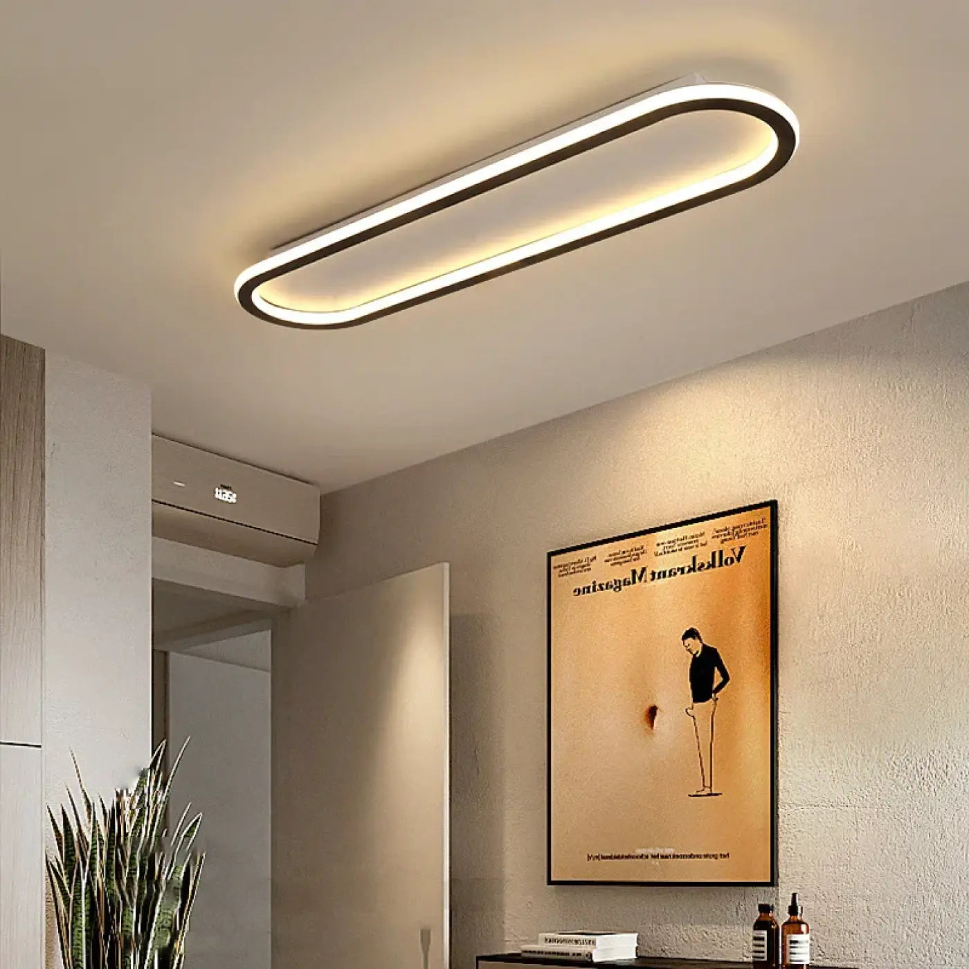 Minimalist black oval LED ceiling light | TULORUK