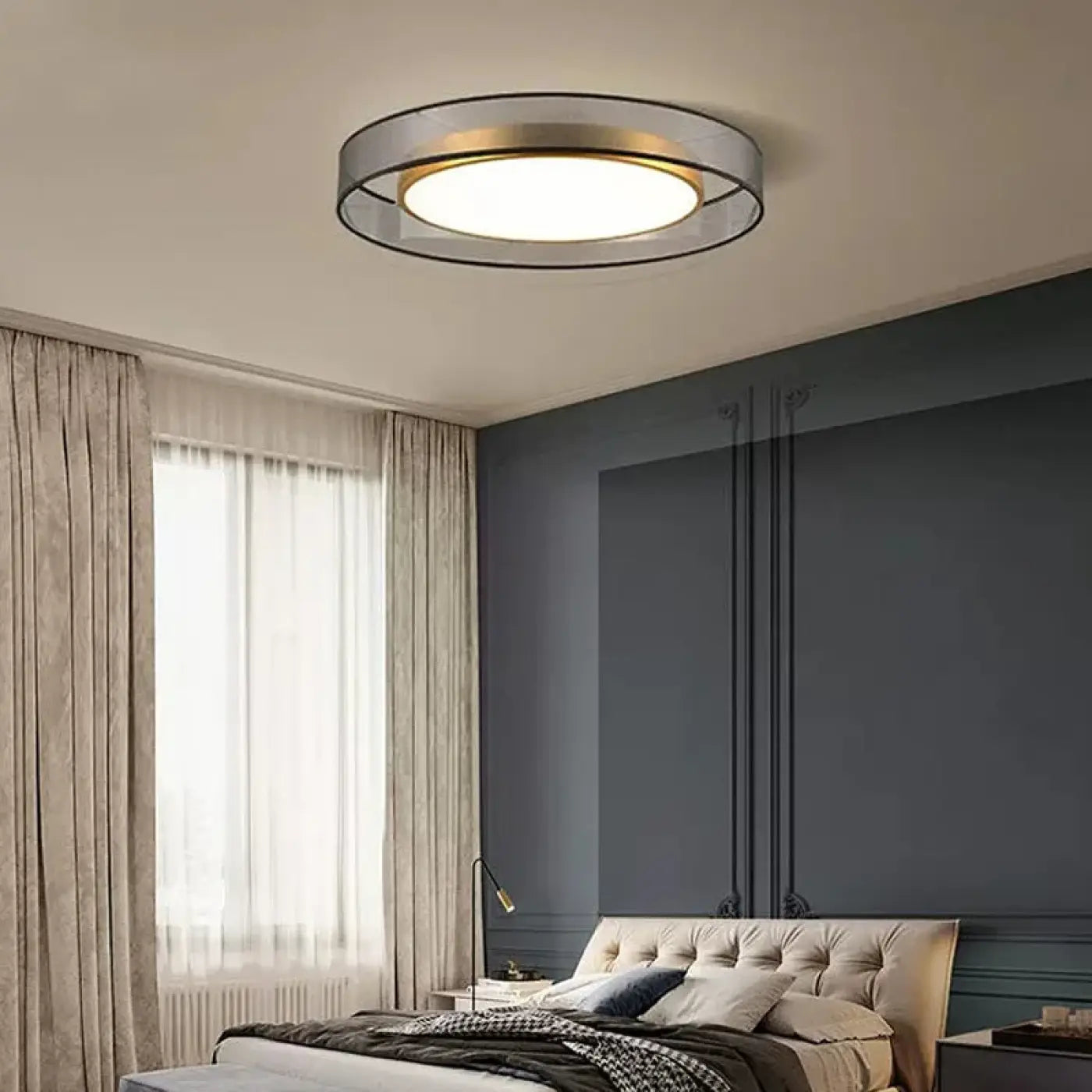Round smoked grey and gold LED ceiling light | SEVEKA