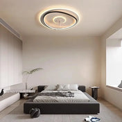 Round LED integrated fan black white ceiling light | FEHU