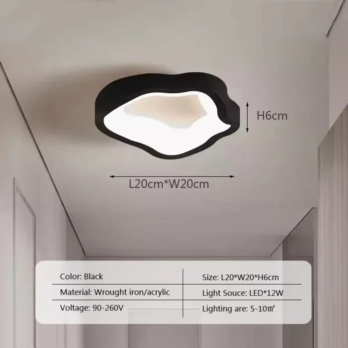 Minimalist black and white LED ceiling light | LUKA