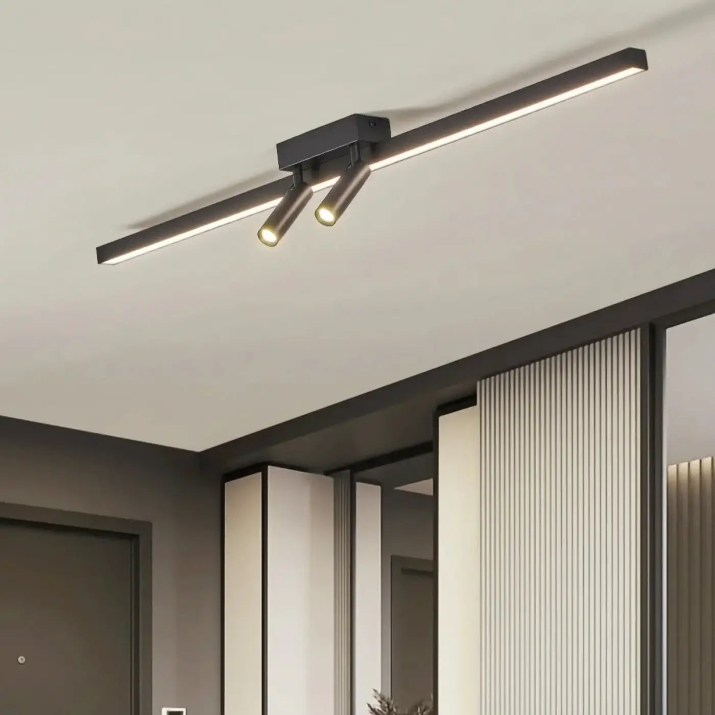 Linear black double spotlight LED ceiling light | DEVO