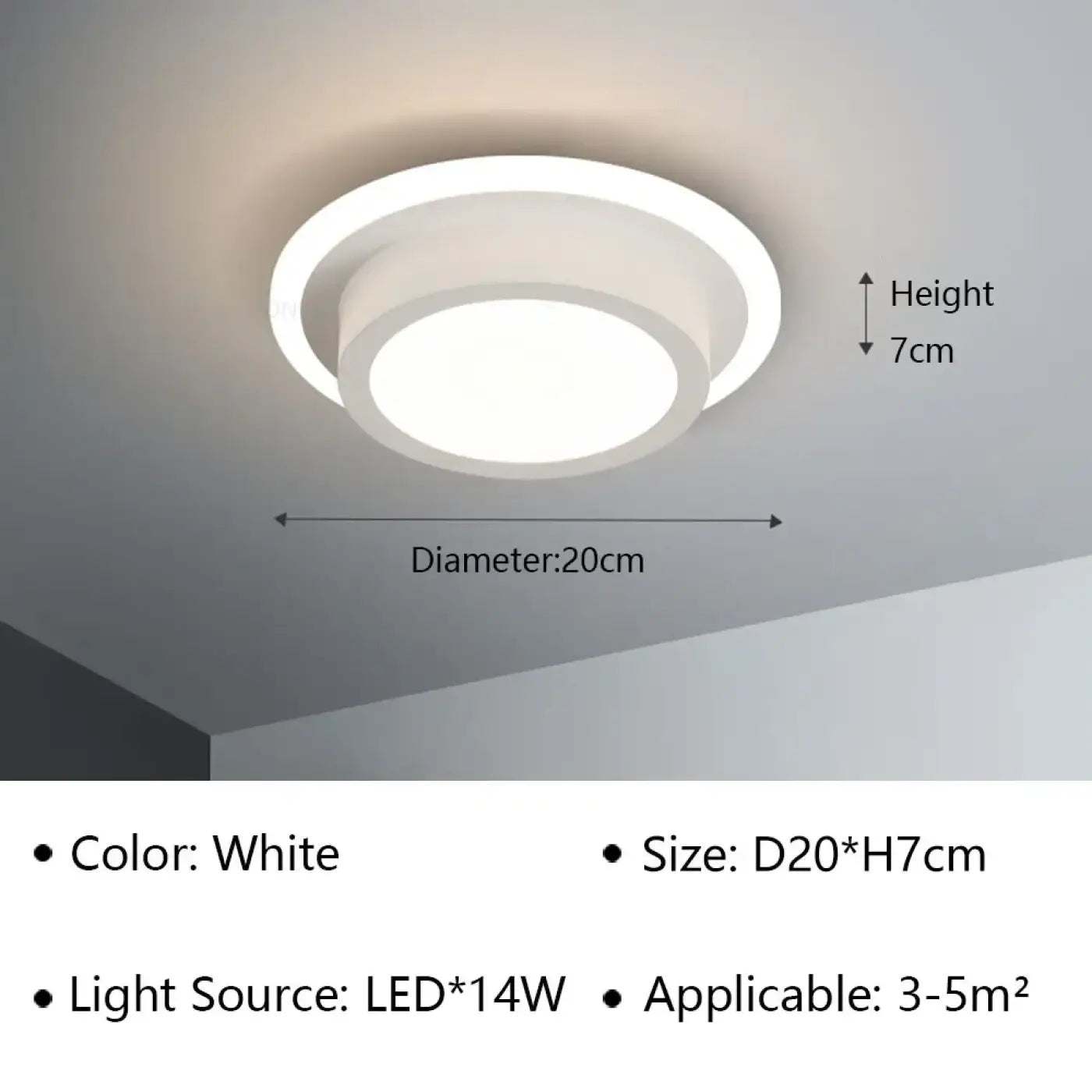 Modern black and white aluminium LED ceiling light | PEME