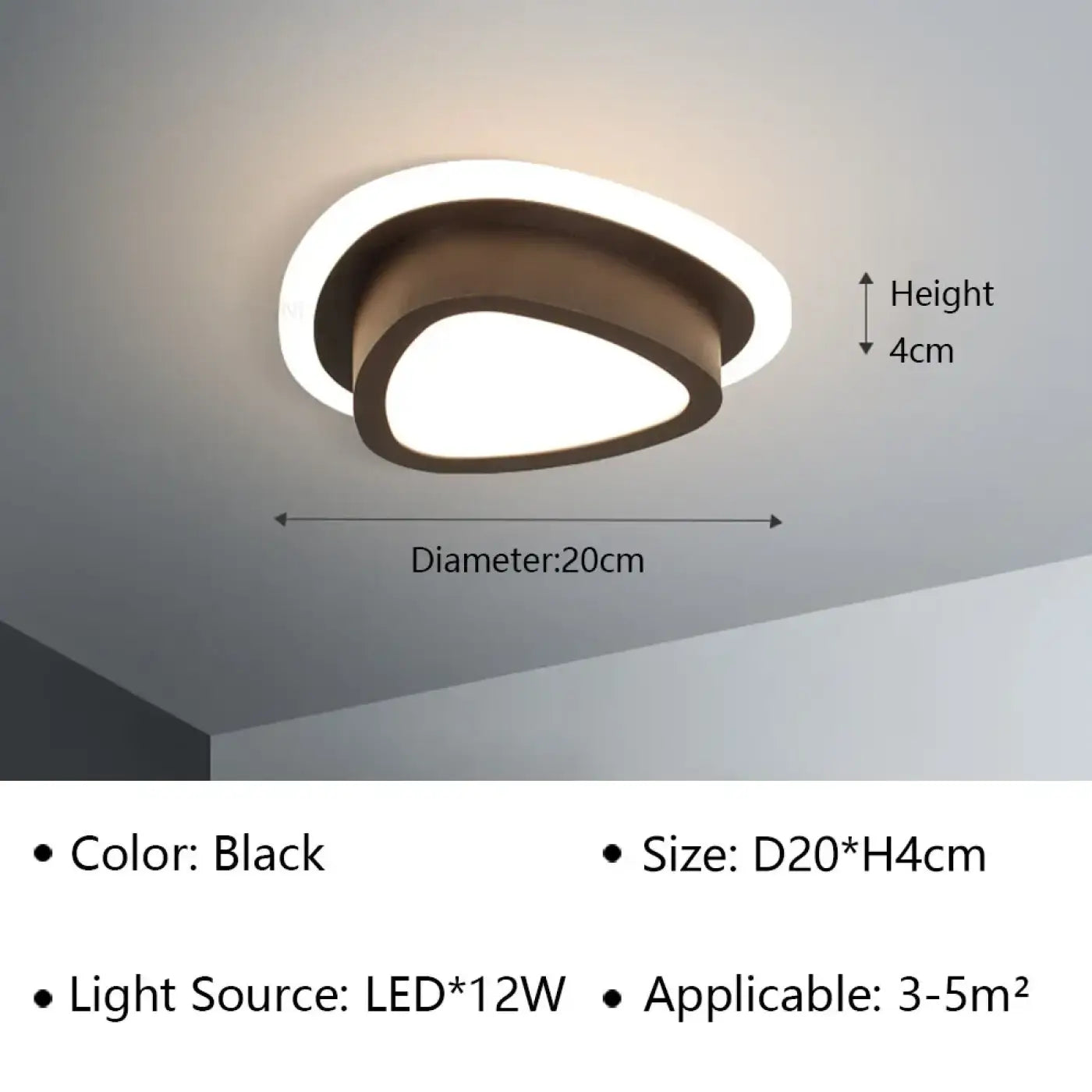 Modern black and white aluminium LED ceiling light | PEME