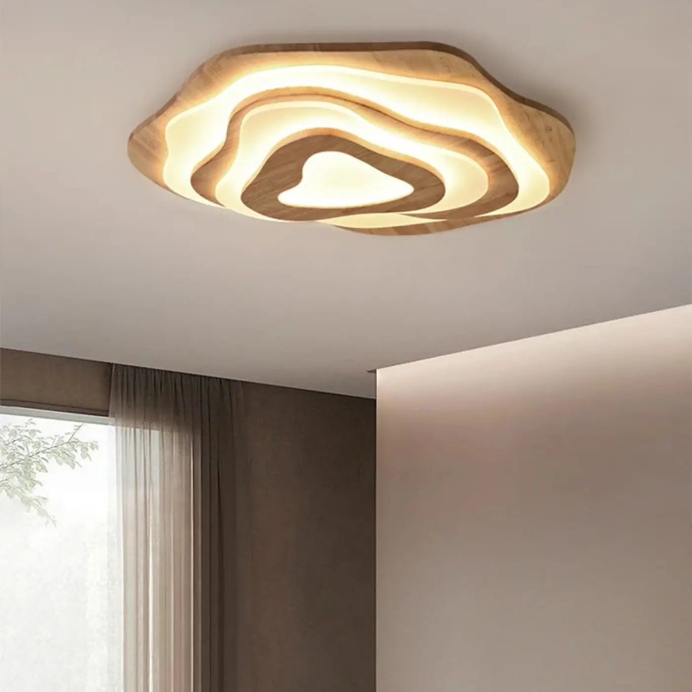 Organic brown wood LED ceiling light | BOVI