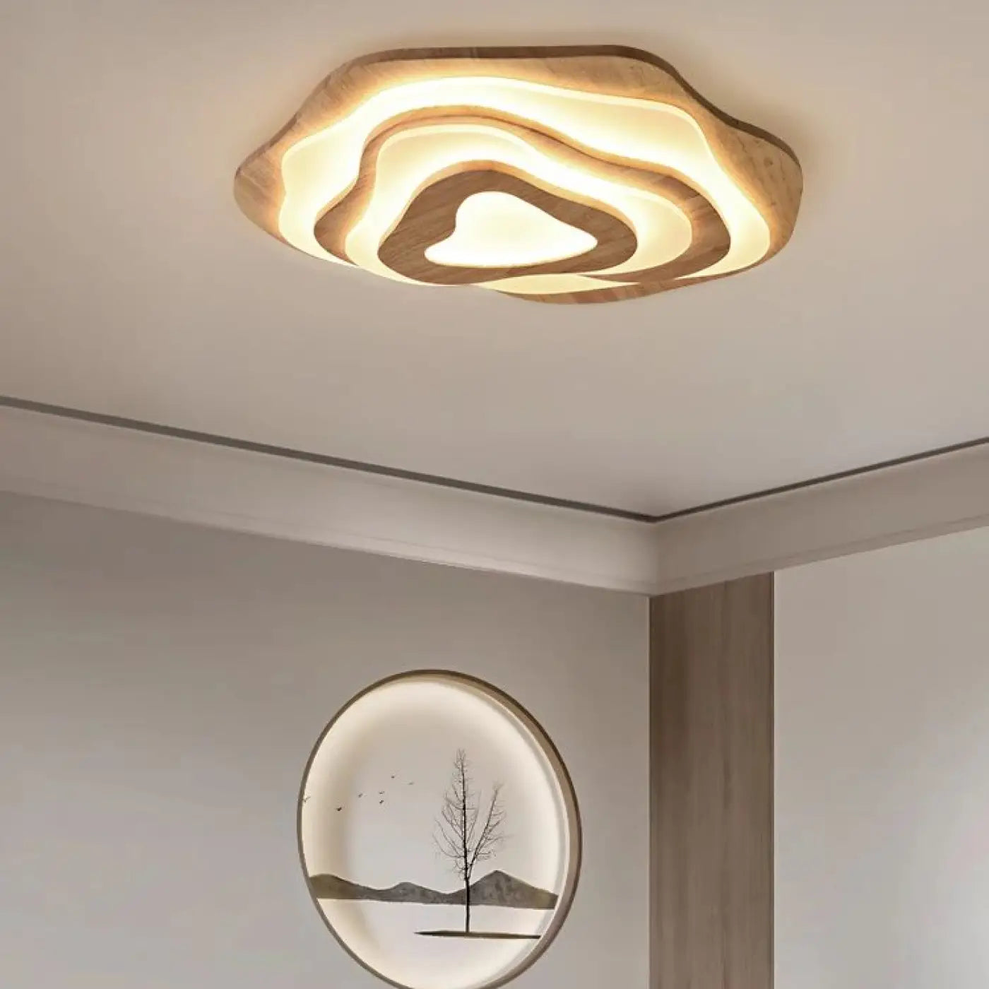 Organic brown wood LED ceiling light | BOVI