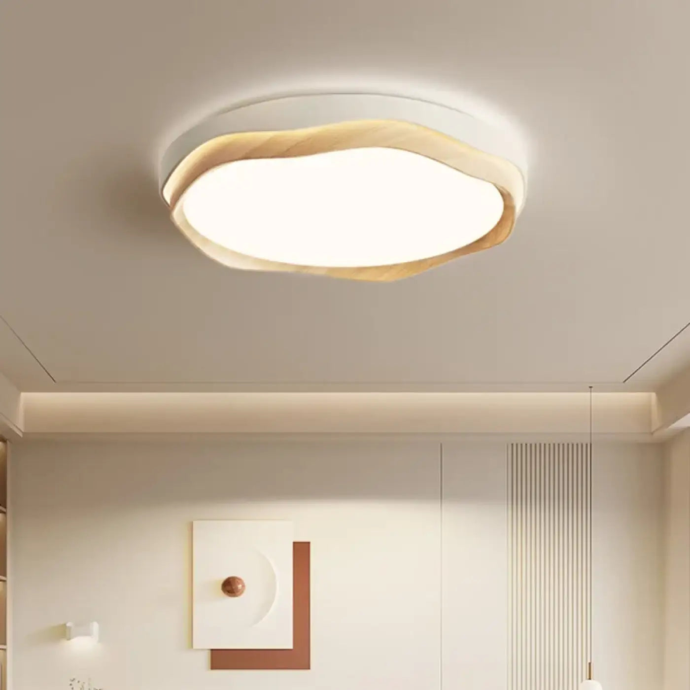 Scandinavian design curved wood LED ceiling light | ZUZEL