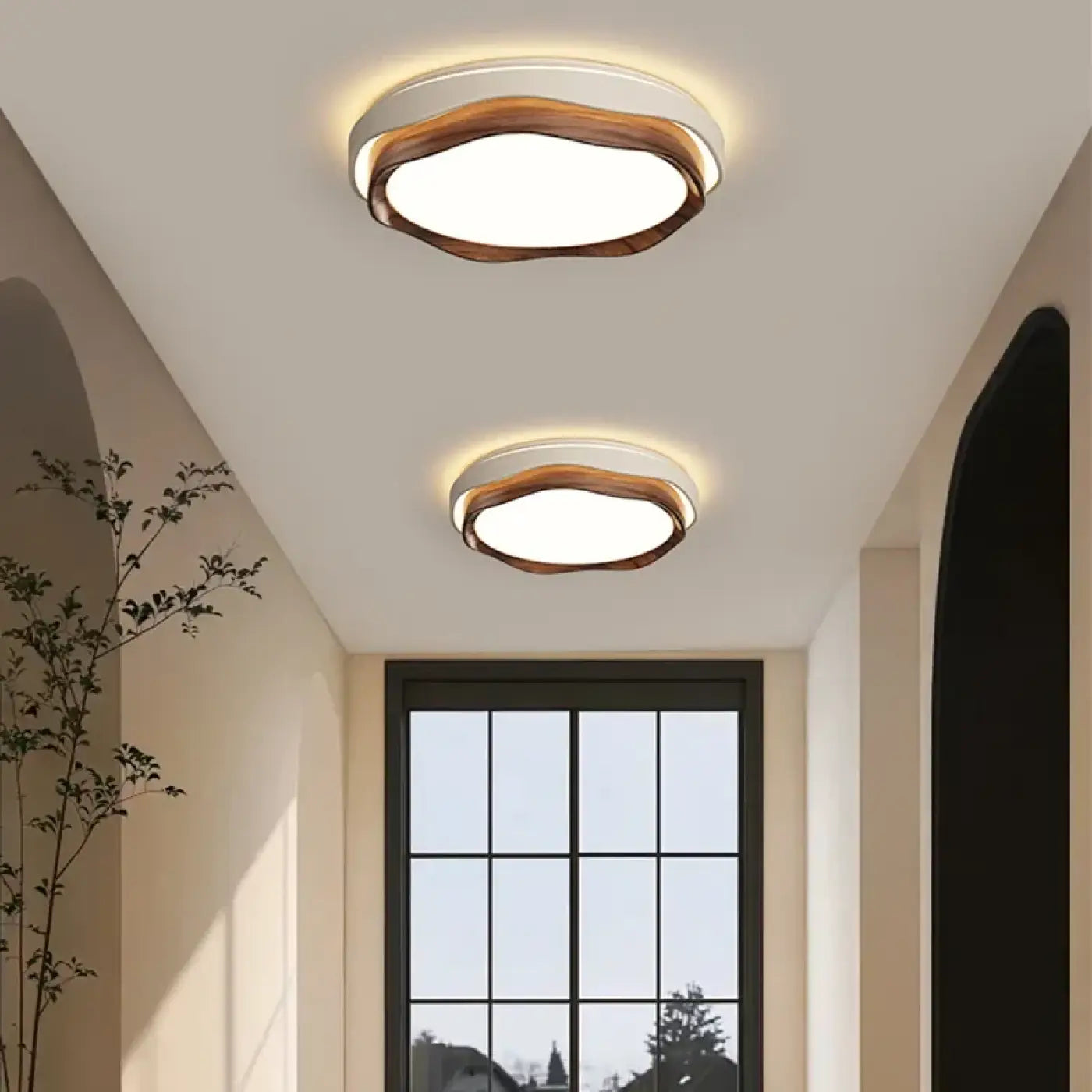 Scandinavian design curved wood LED ceiling light | ZUZEL