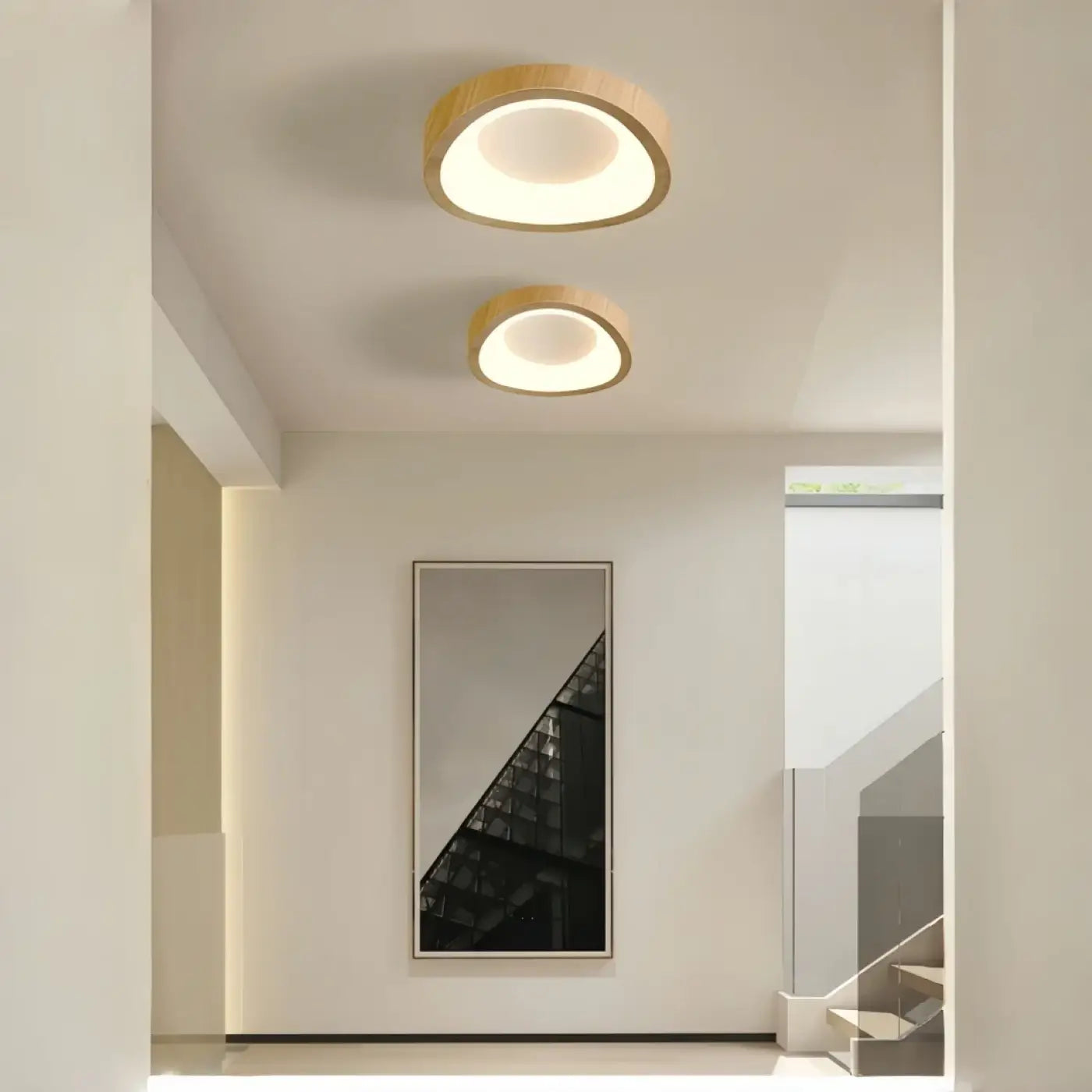 Beige brown wood LED Scandinavian ceiling light | DETIGEN