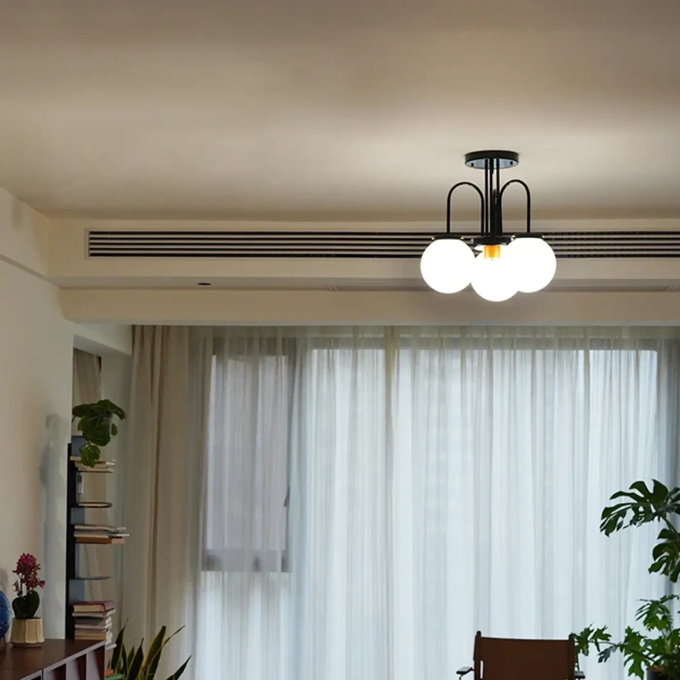 Black ceiling light with opal glass globes modern | NIPABO