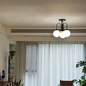 Black ceiling light with opal glass globes modern | NIPABO