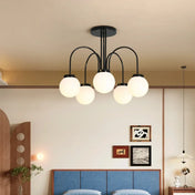 Black ceiling light with opal glass globes modern | NIPABO