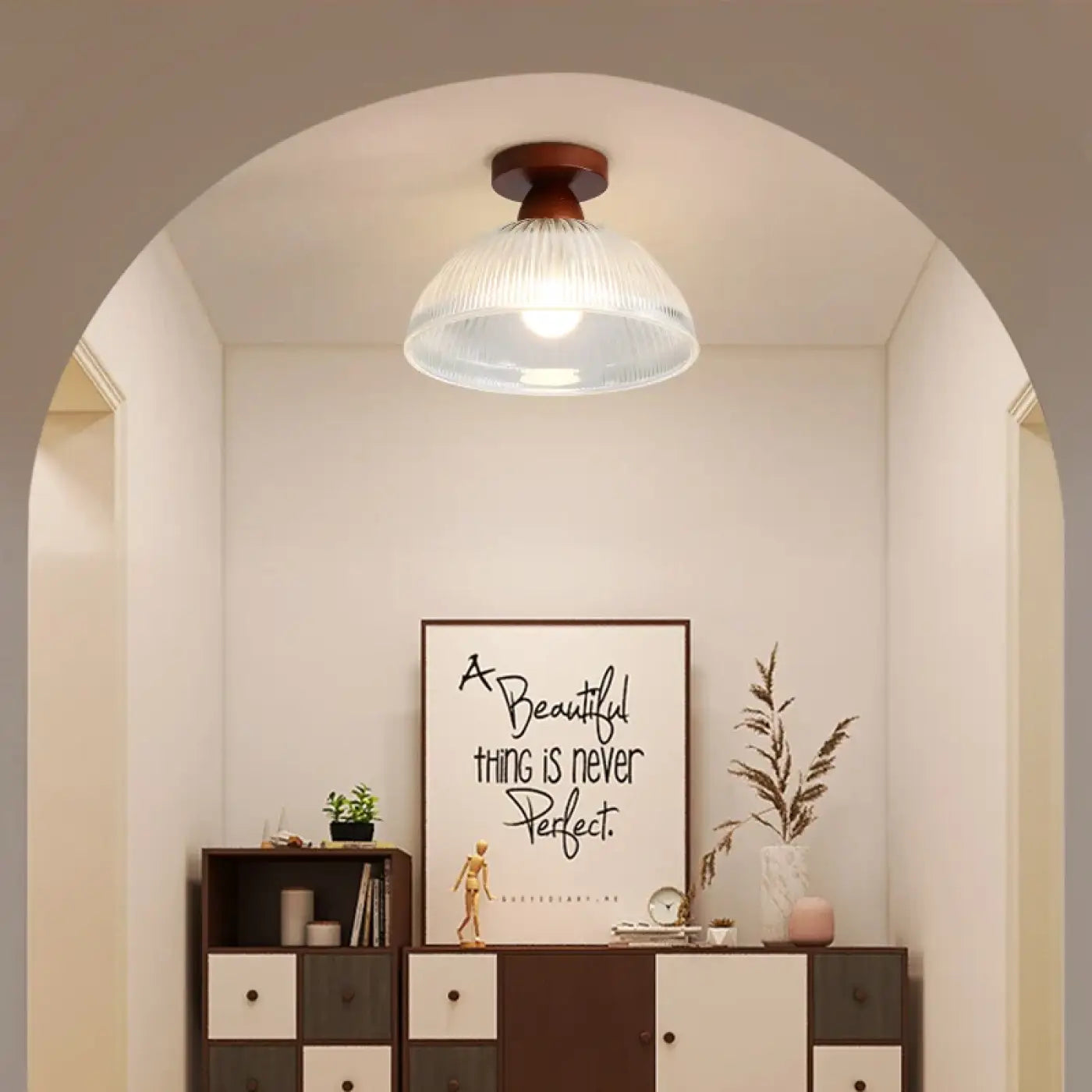 Scandinavian modern wood and glass ceiling light | KOTU