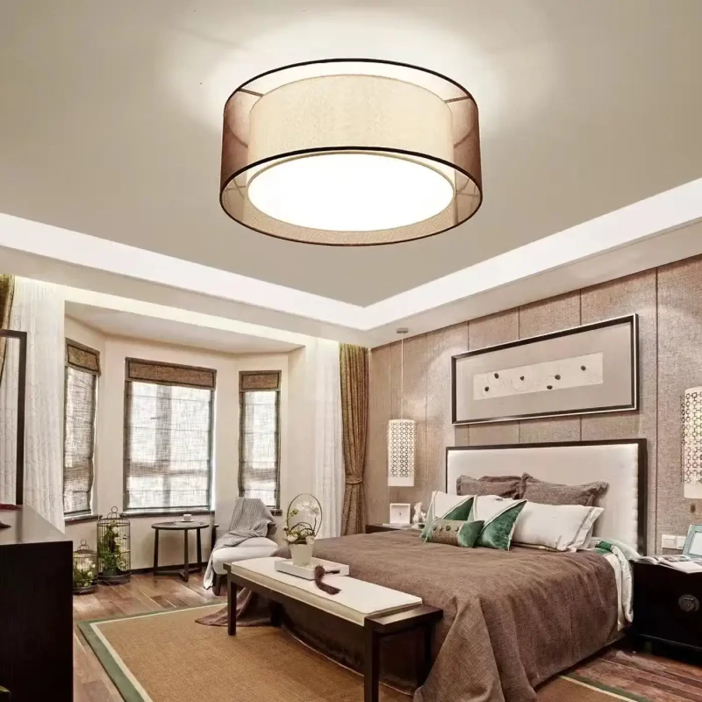 Modern brown LED smoked veil ceiling light | HAZA
