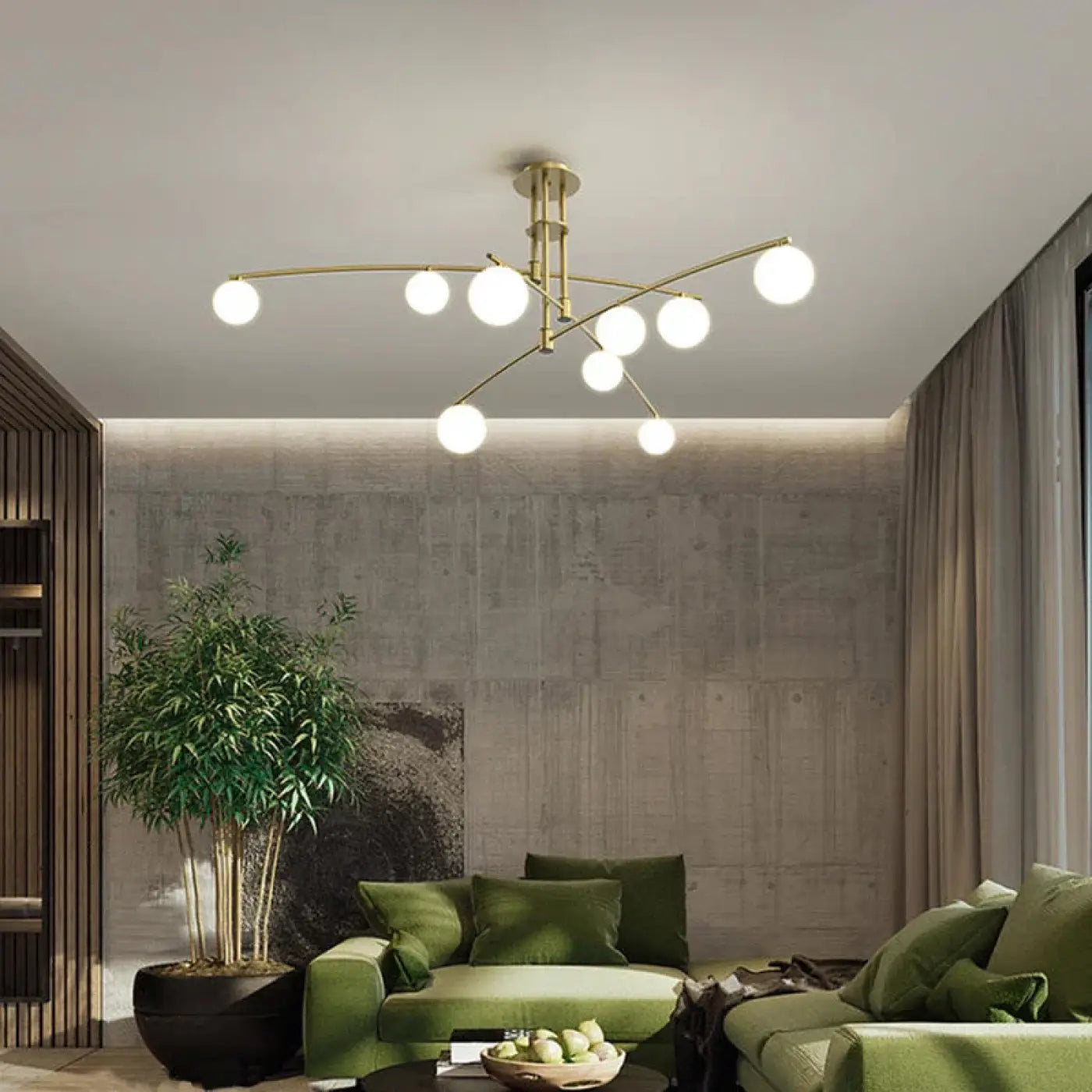 Black multi-arm ceiling light with white globes | KOGO