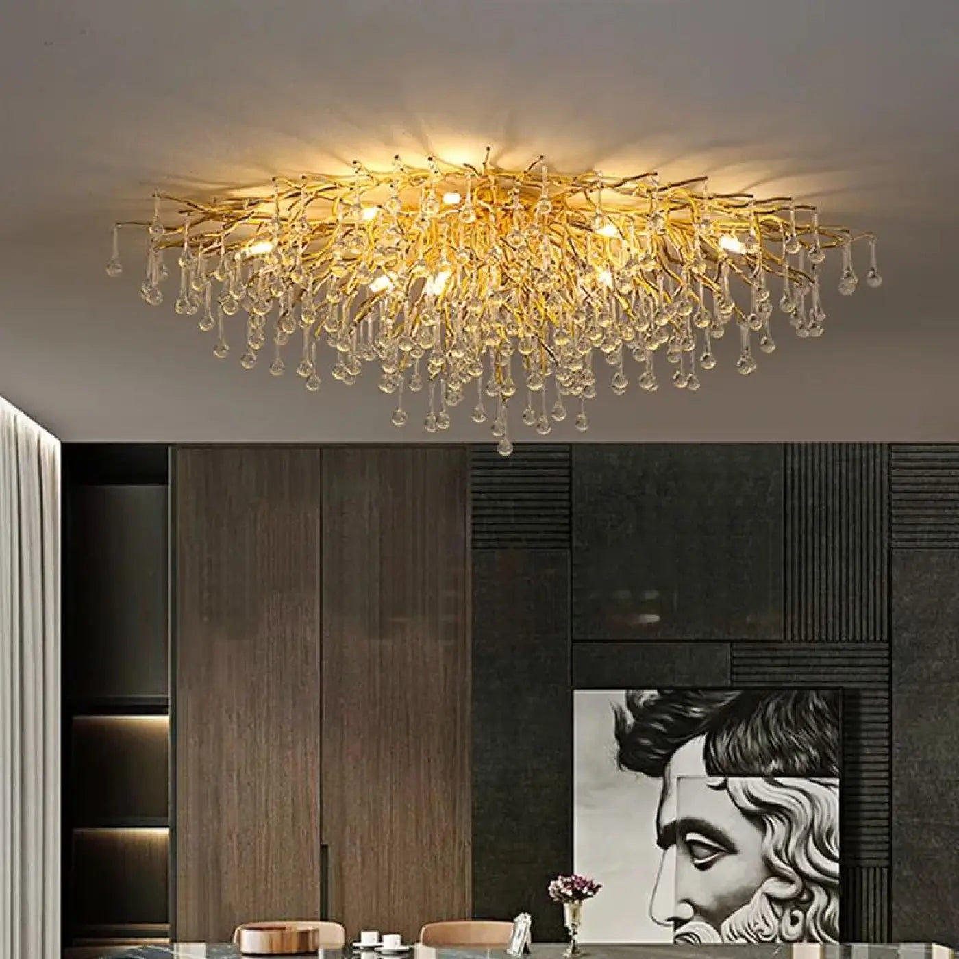 Crystal LED gold modern design ceiling light | PUZE