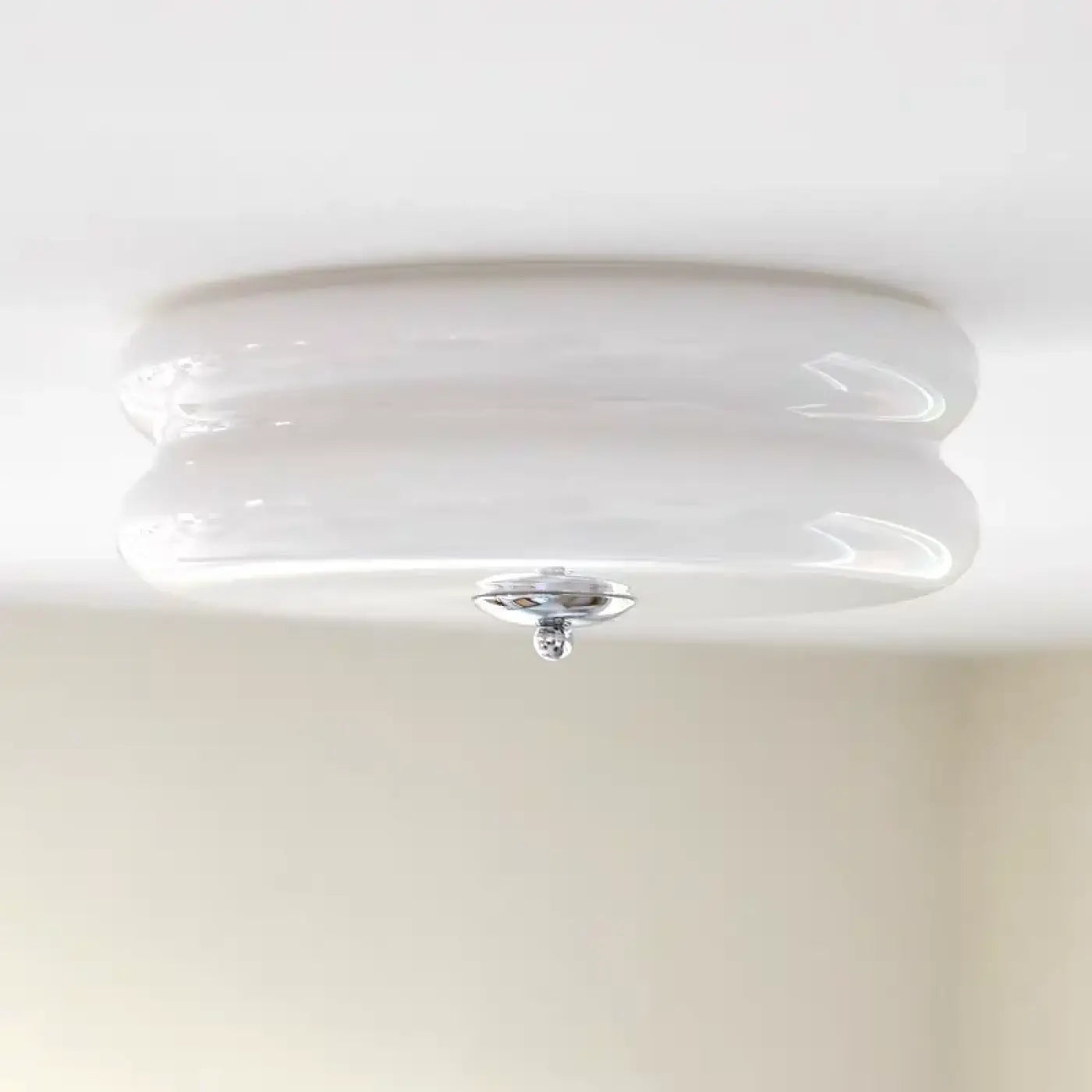 White glass 1970s retro ceiling light | DIMENA
