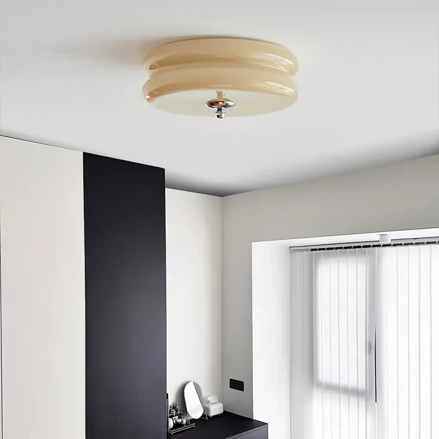 White glass 1970s retro ceiling light | DIMENA