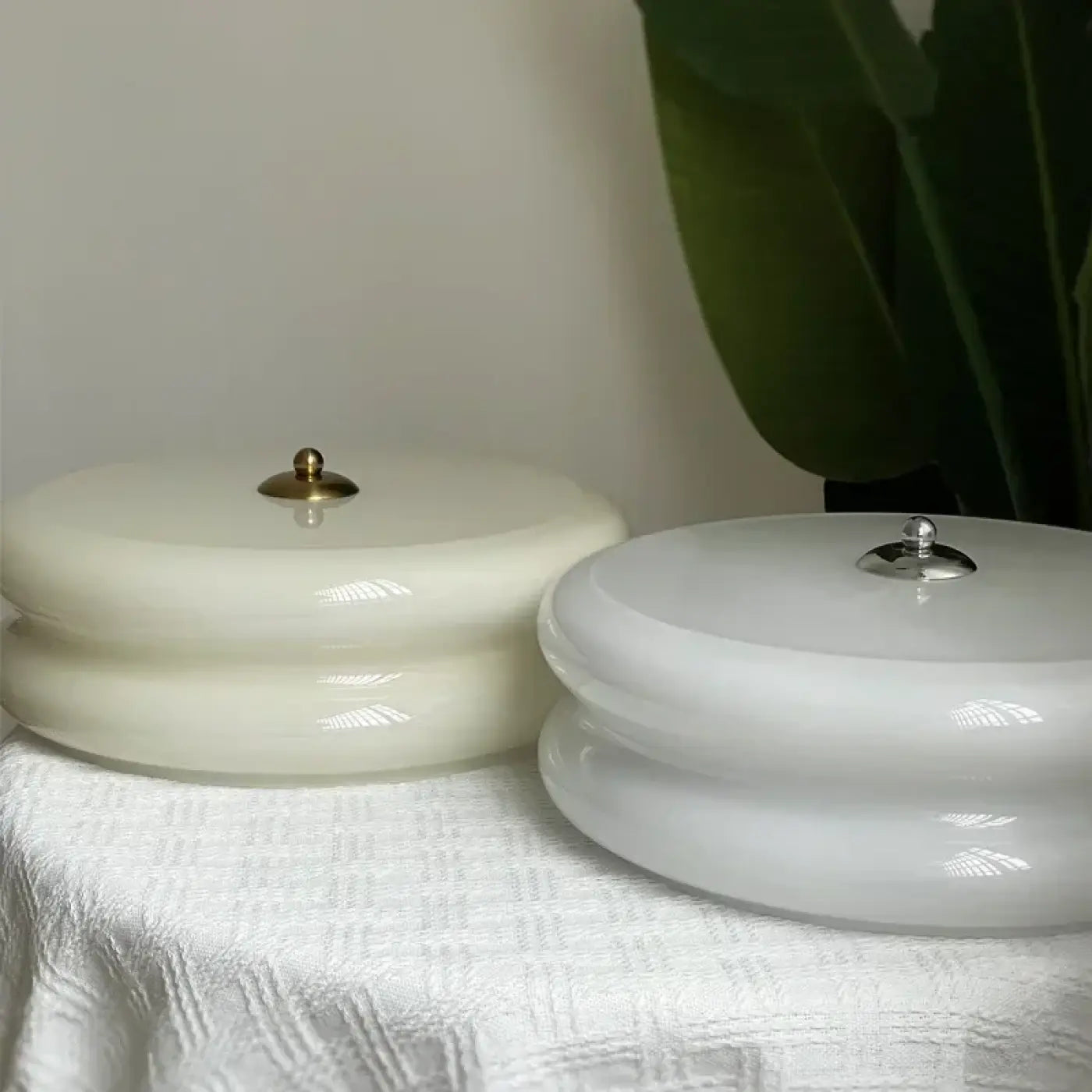 White glass 1970s retro ceiling light | DIMENA
