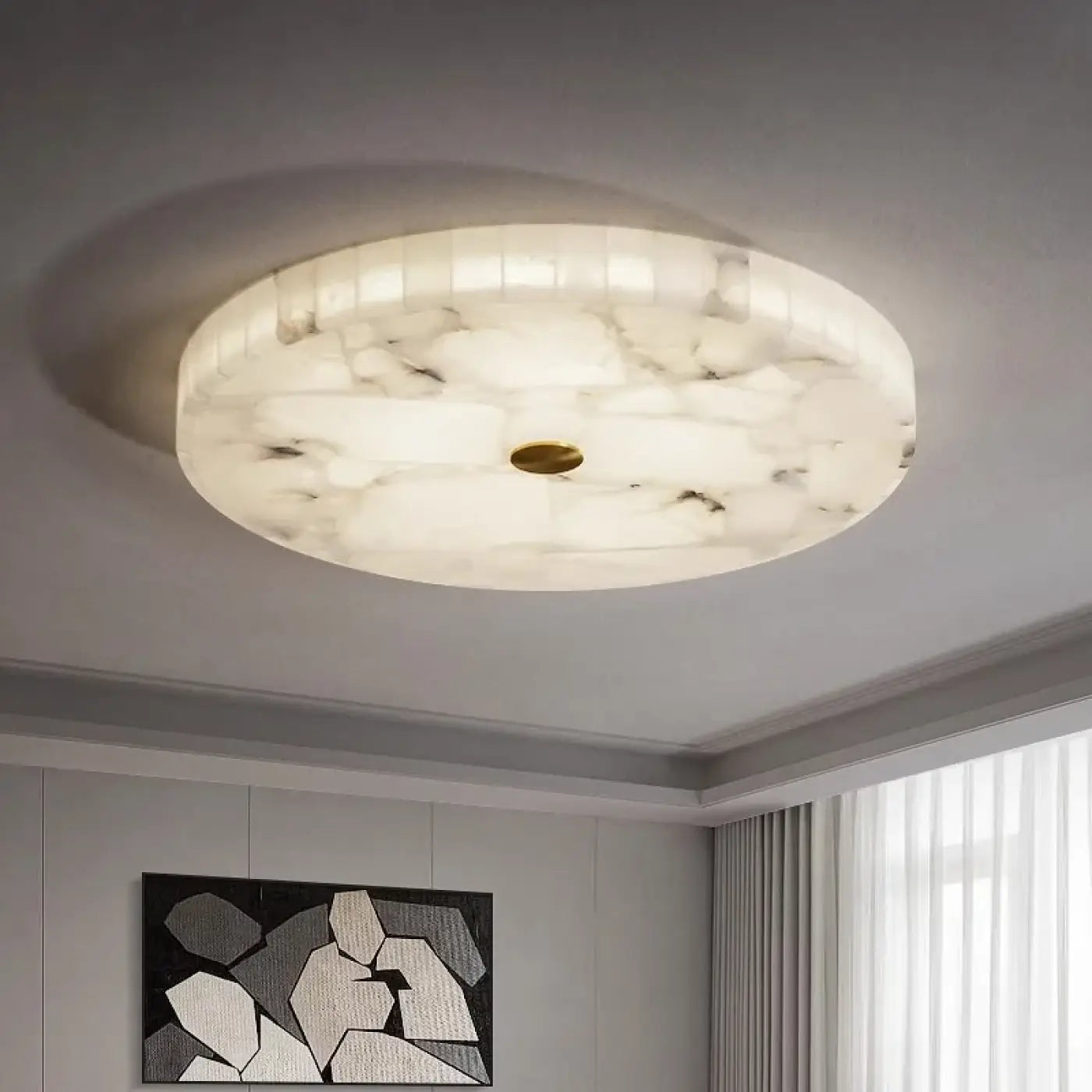 Modern alabaster white marble ceiling light | KUKIK