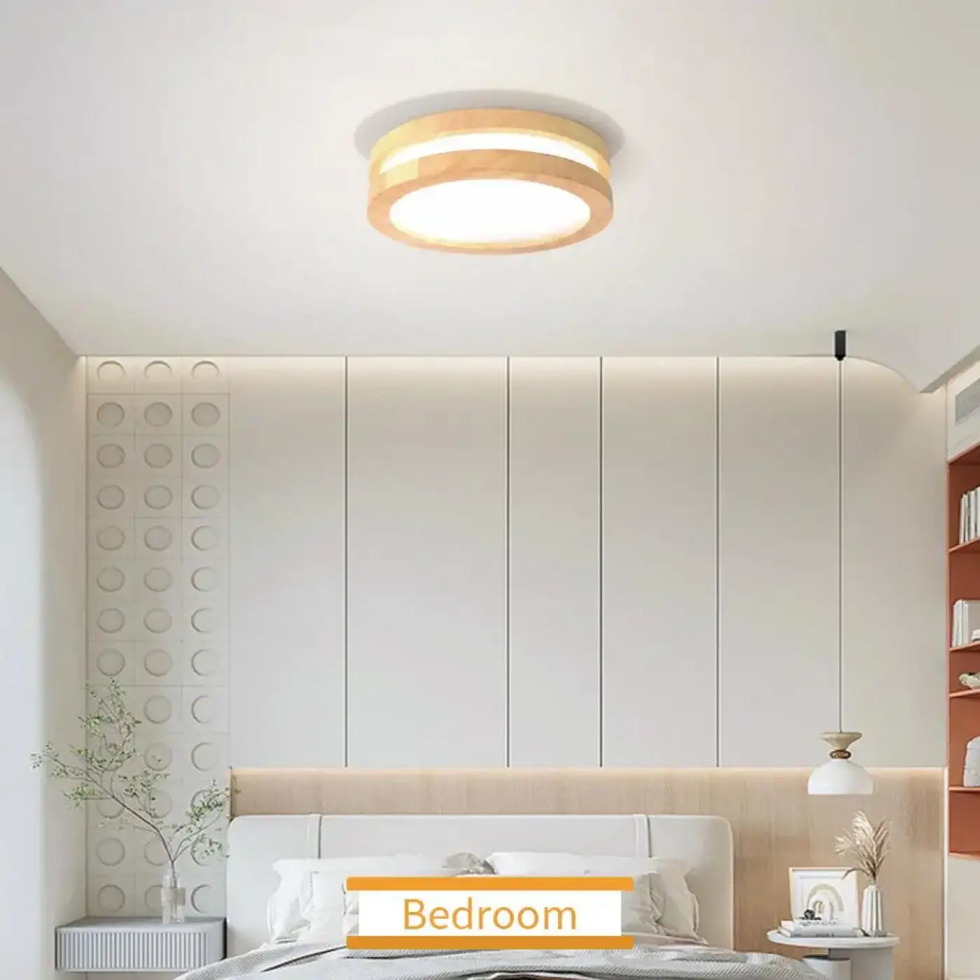 Round light wood integrated LED ceiling light | SOTAHI