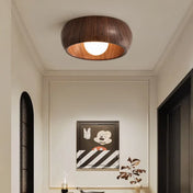 Round light and dark wood ceiling light | KAMALE