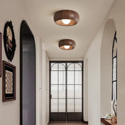 Round light and dark wood ceiling light | KAMALE