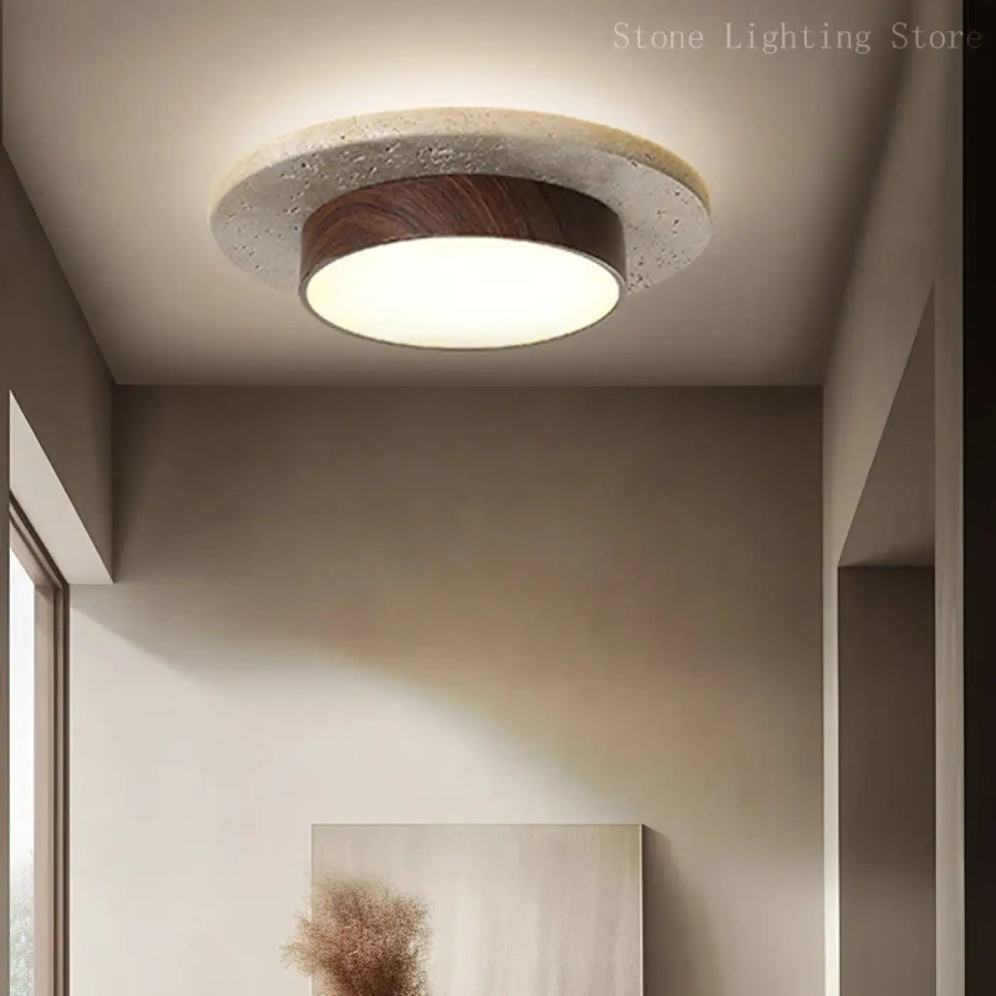 Round nordic wood ceiling light IP65 | KEBE