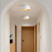 Round indoor wood black or white ceiling light | MIKA
