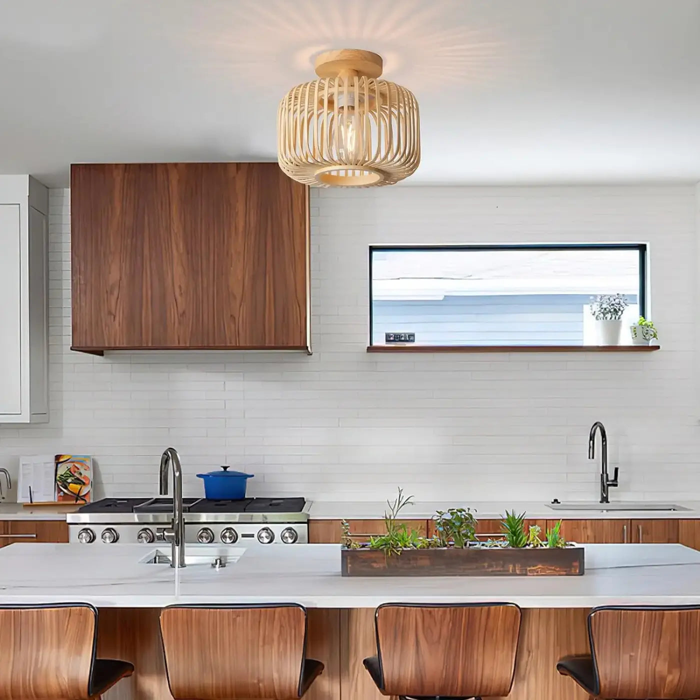 Wood bamboo natural ceiling light modern | MEVEL