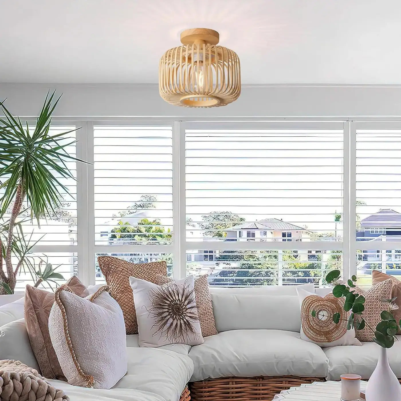 Wood bamboo natural ceiling light modern | MEVEL