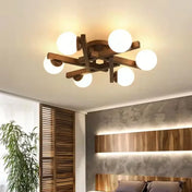 Scandinavian wood white globes ceiling light | ZAFO