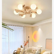 Scandinavian wood white globes ceiling light | ZAFO