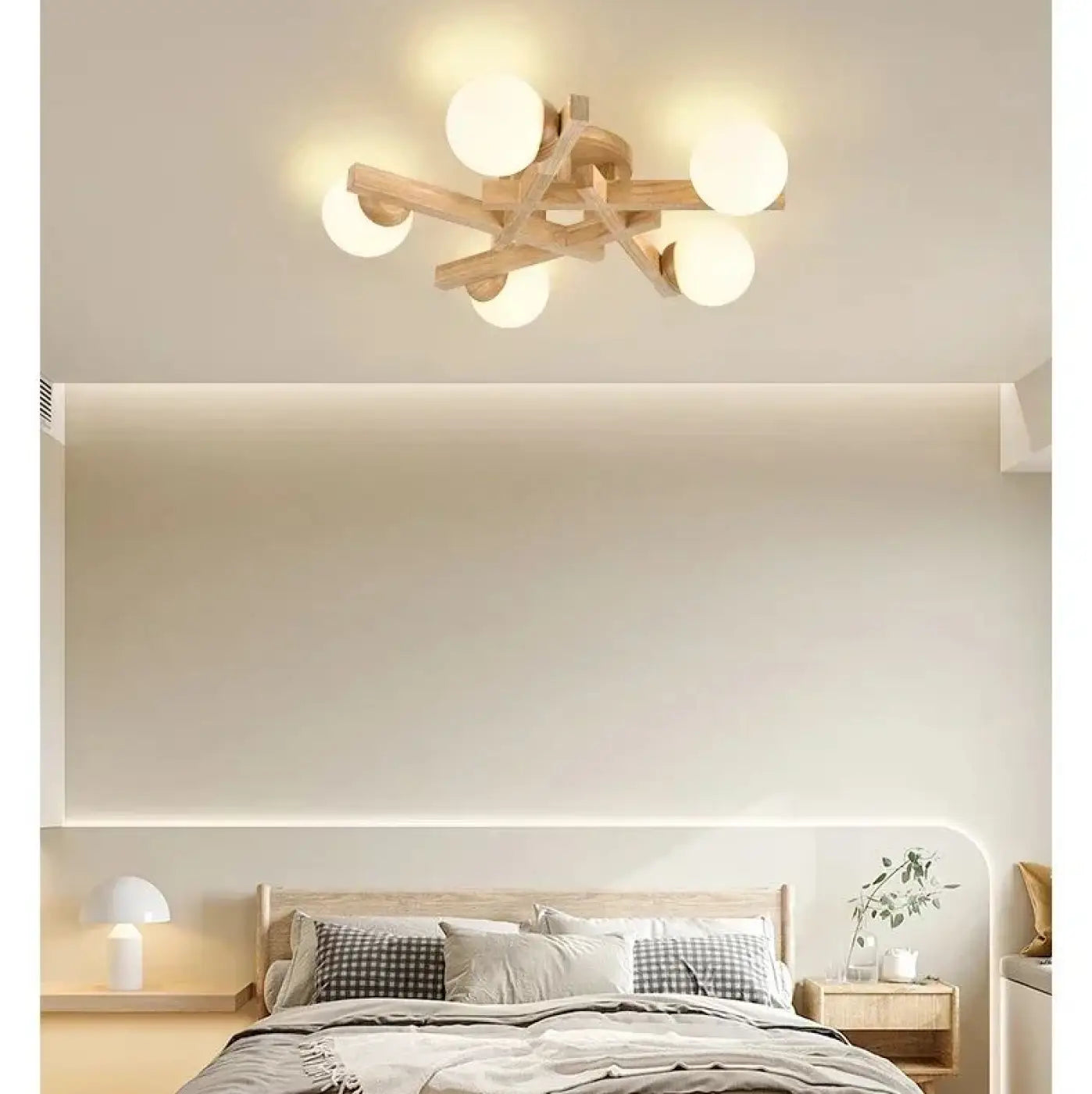 Scandinavian wood white globes ceiling light | ZAFO