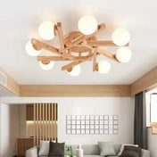Scandinavian wood white globes ceiling light | ZAFO