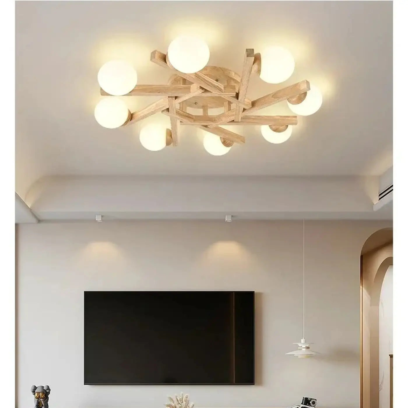Scandinavian wood white globes ceiling light | ZAFO
