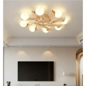 Scandinavian wood white globes ceiling light | ZAFO