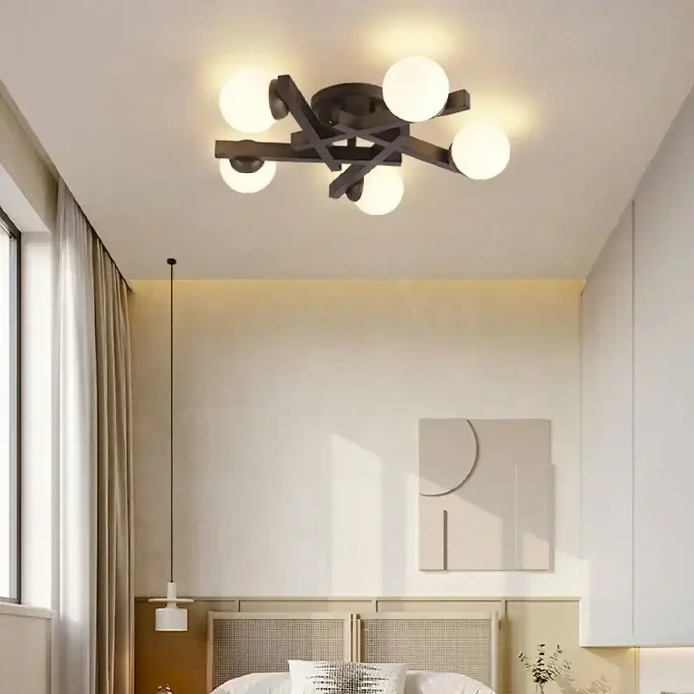 Scandinavian wood white globes ceiling light | ZAFO